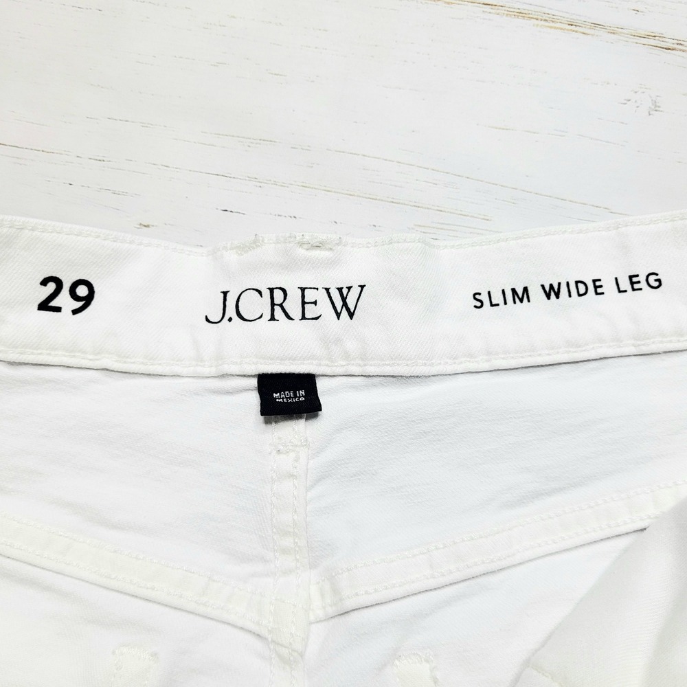 J Crew Slim Wide Leg Jeans Winter White Wash Raw Hem Jeans Minimalist Preppy 29 - Picture 9 of 10